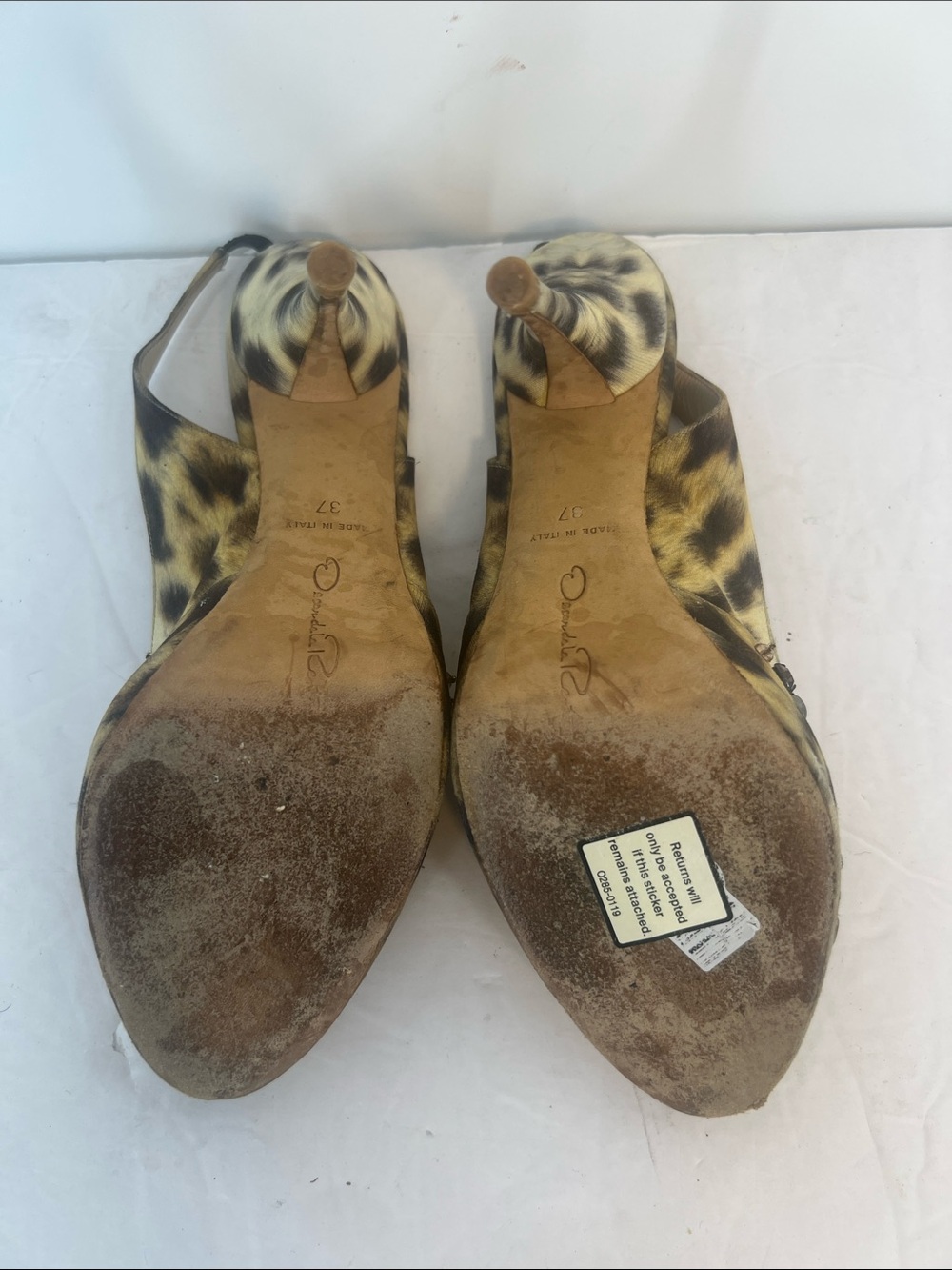 Oscar de la Renta Jeweled Slingback animal print Heels Vintage - Picture 11 of 14